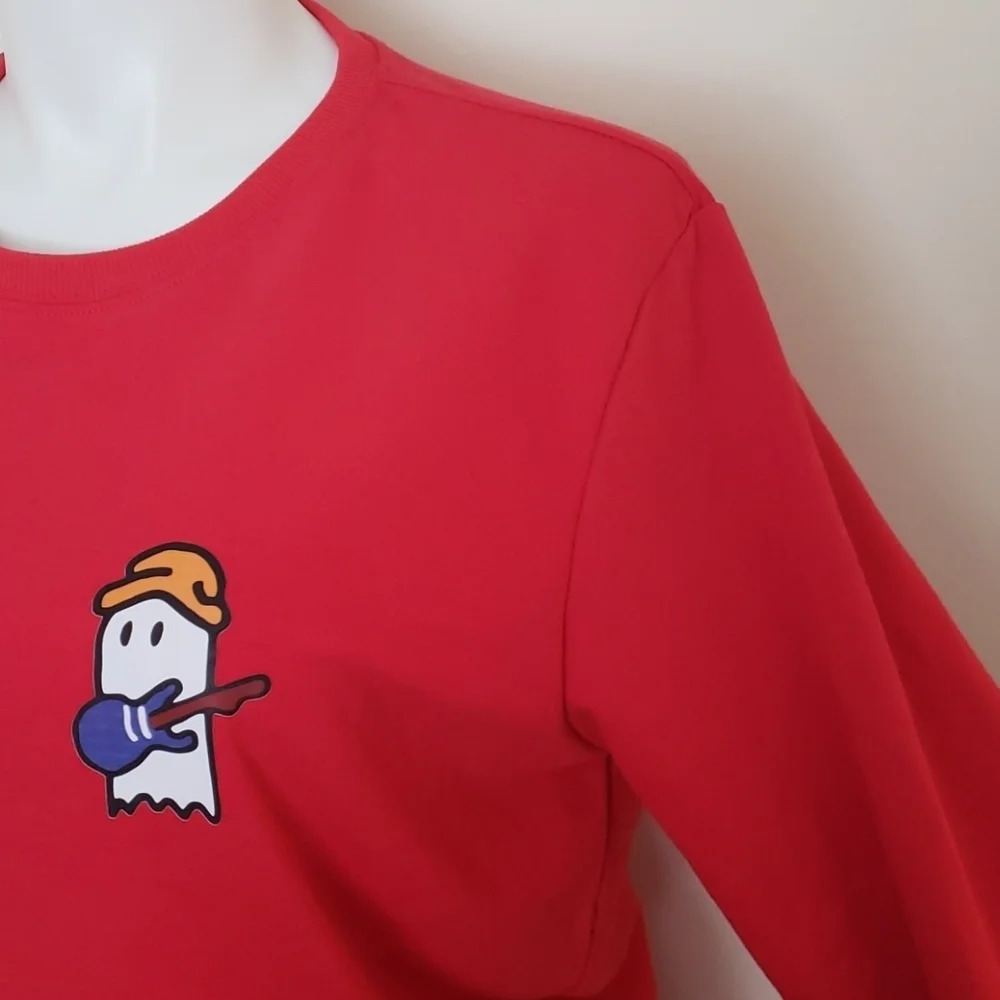 Red Ghost Print Crewneck Sweater - Picture 8 of 13